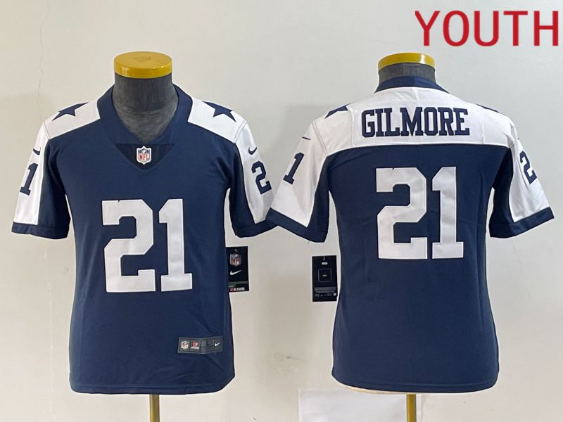 Youth Dallas Cowboys #21 Gilmore Blue 2023 Nike Vapor Limited NFL Jersey style 1